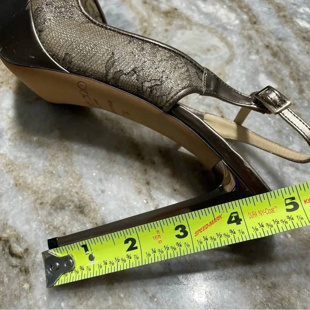 Jimmy Choo Metallic Brown Lace Dahlia Peep Toe Pumps Size 37